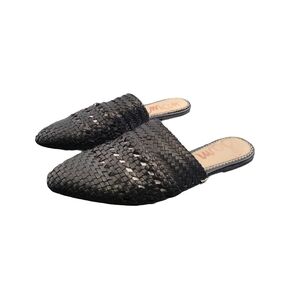 SAM EDELMAN Natalya Black Woven Leather Pointed Toe Mules Size 8.5